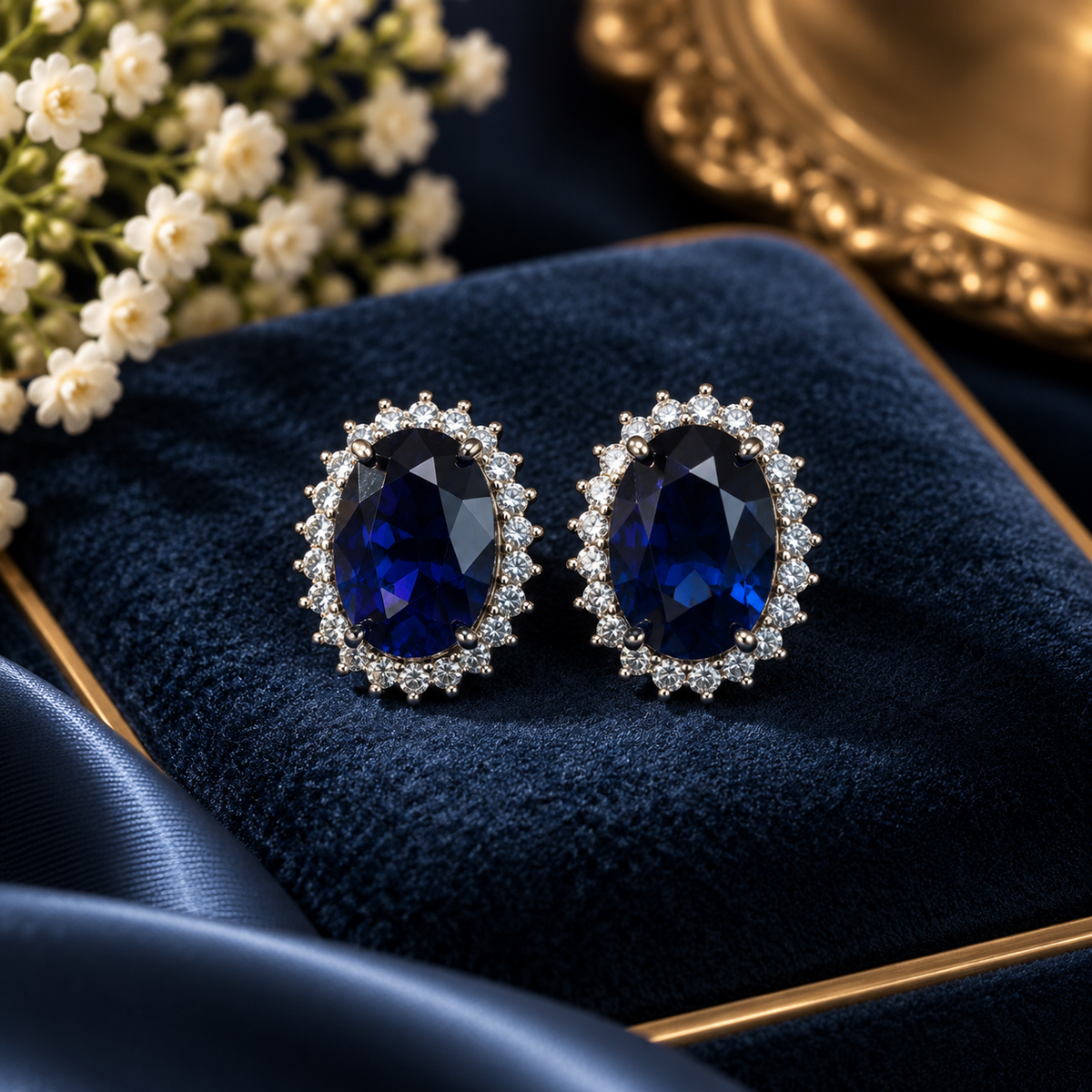 Royal Blue Oval Stud Earrings