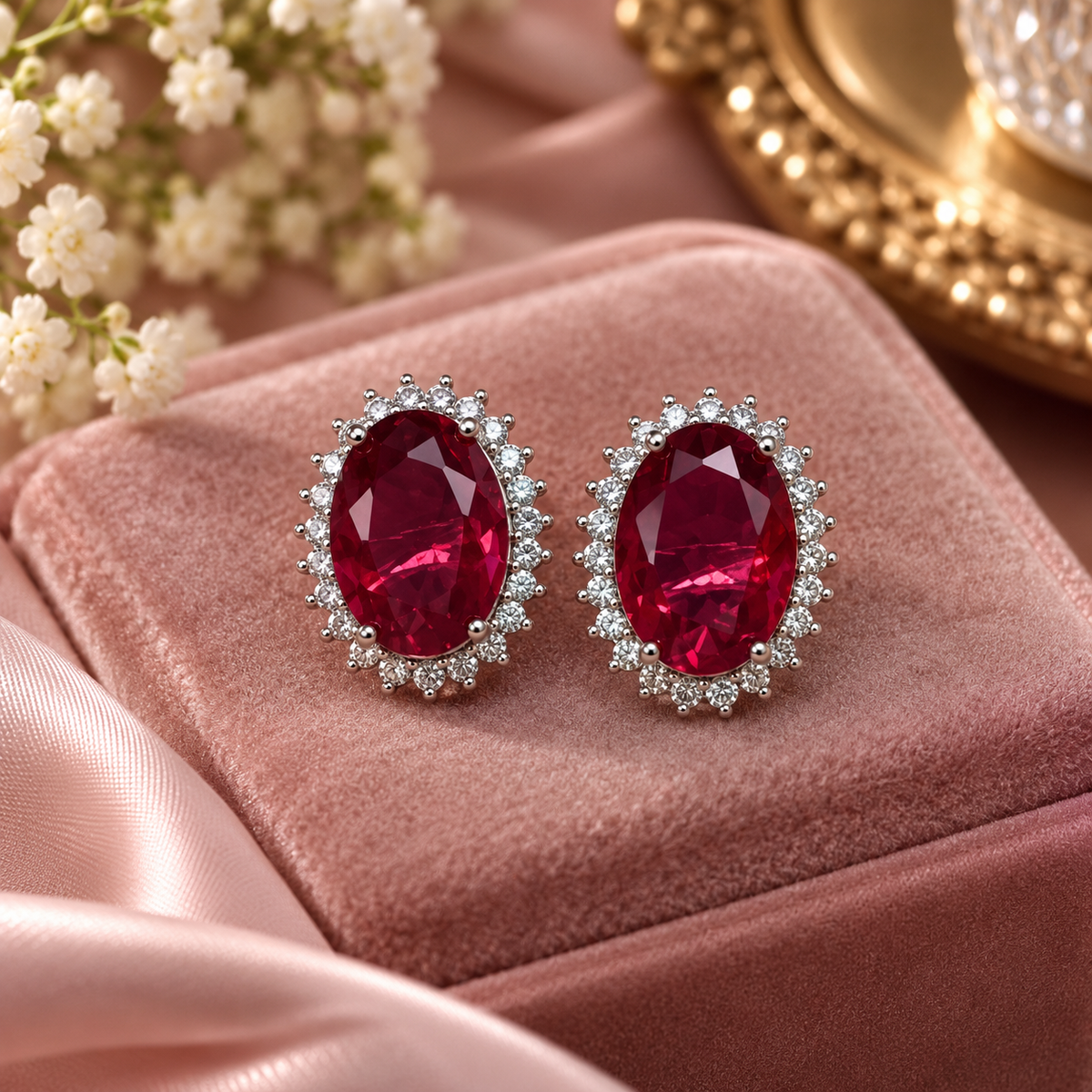 Ruby Oval Stud Earrings