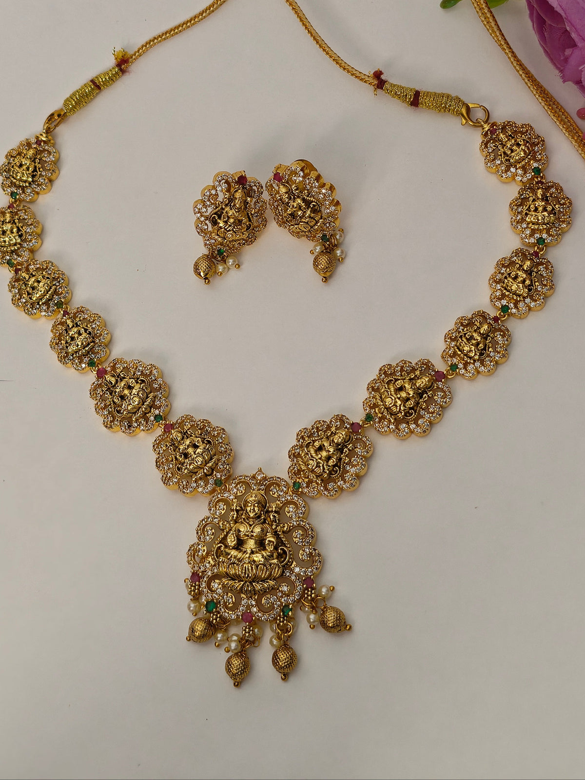Gold Antique Temple Necklace Set