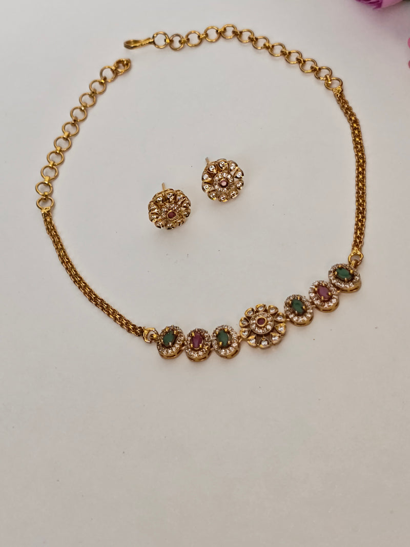 Multi Colour Mini choker Necklace Set