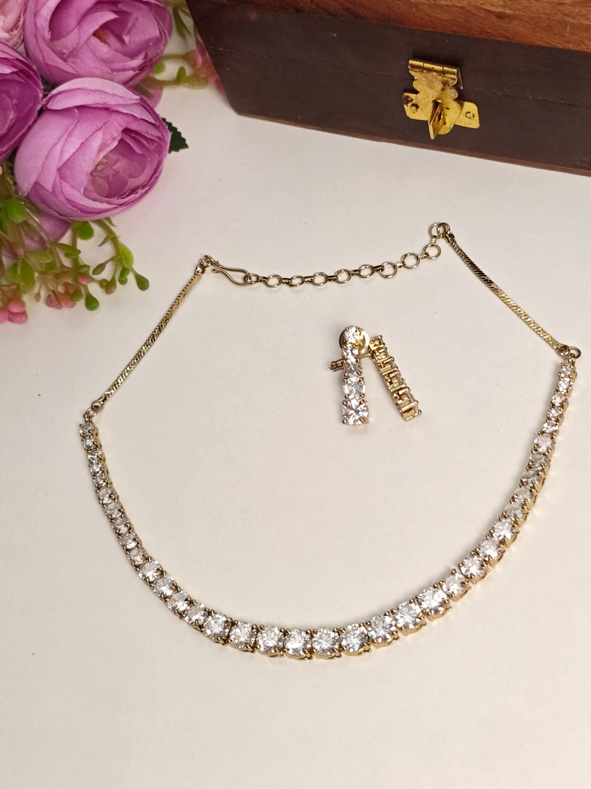Golden -Alina Tennis Necklace Set