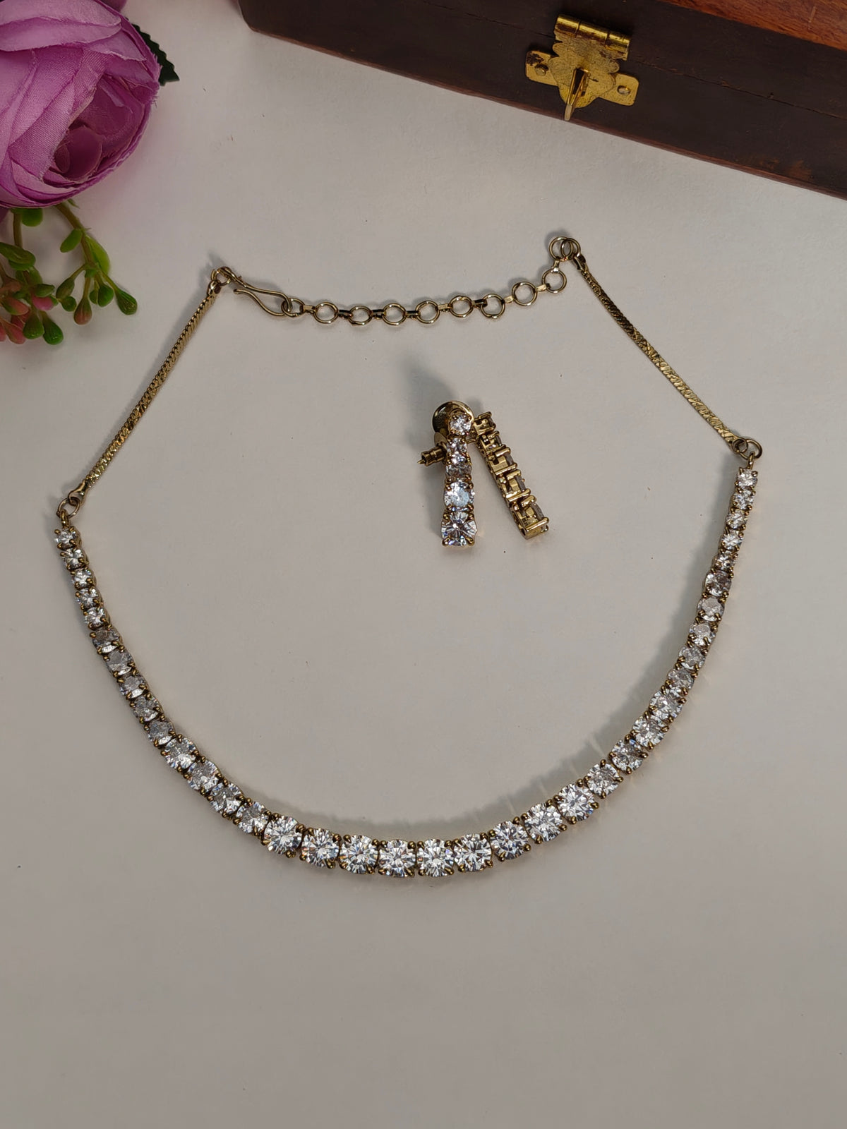 Golden -Alina Tennis Necklace Set