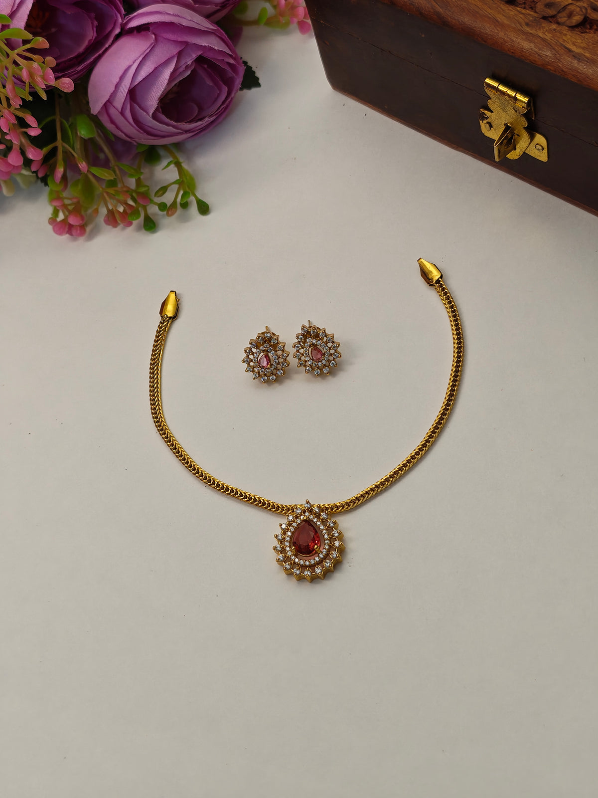 Ruby Red Elara Necklace set